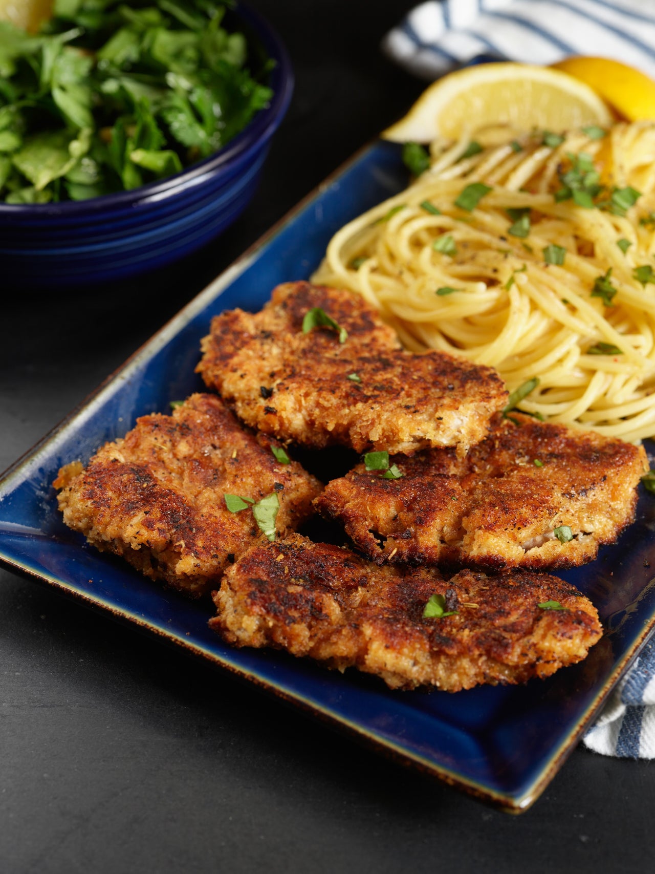 Pan-fried Pork Milanese with Cacio e Pepe Fettuccine | Smithfield