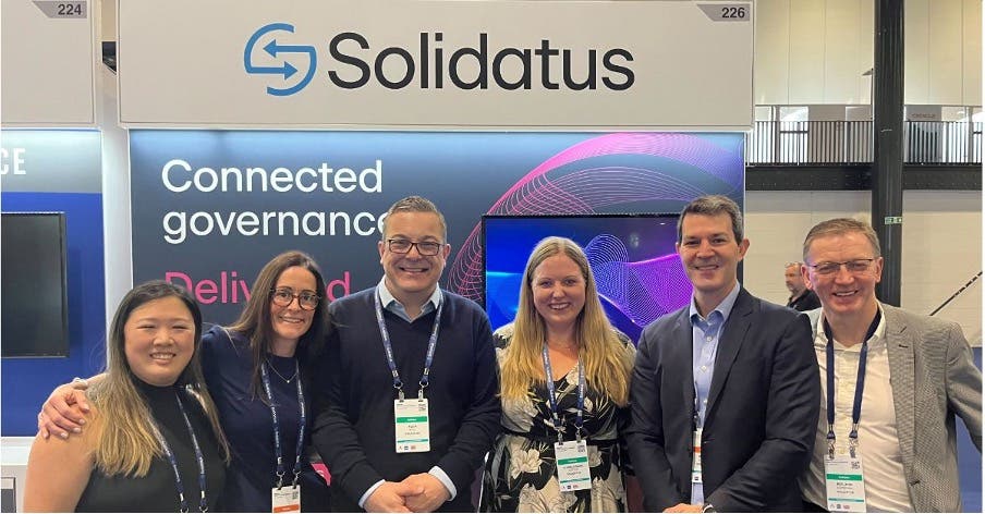 Tina Chace, VP Strategy at Solidatus, far left, accompanied by colleagues, including CEO and founder, Philip Dutton, second from the right