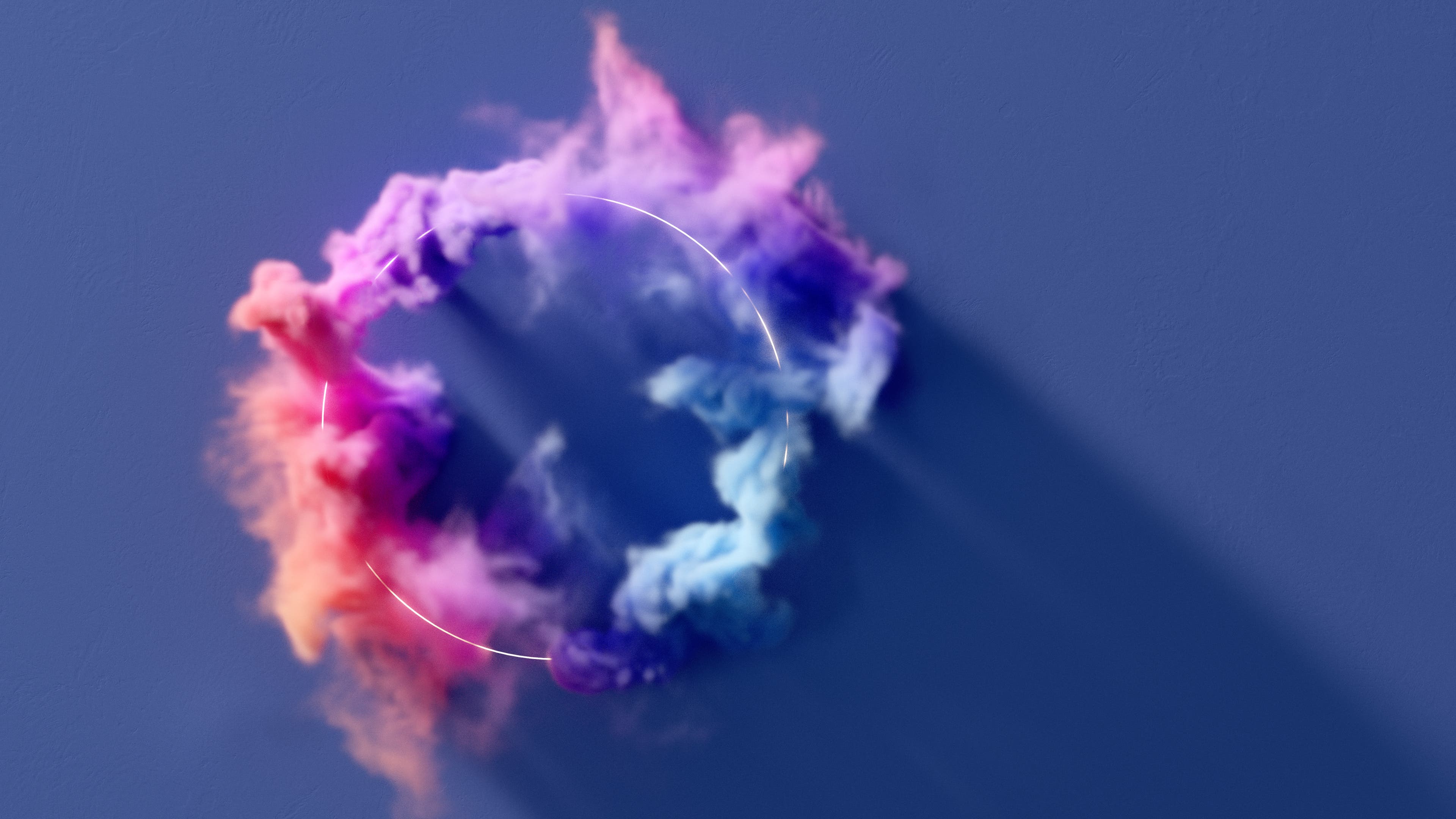 Colourful smoke around a ring