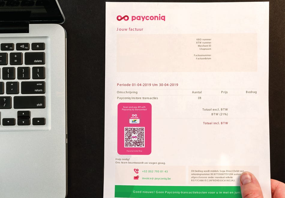 Proposer directement des factures dans l'app Payconiq by Bancontact