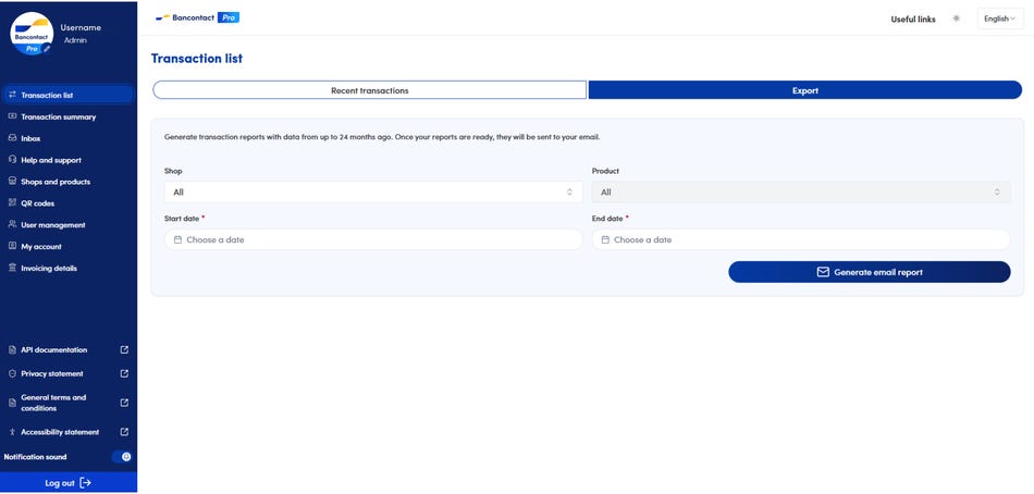 Download transactions