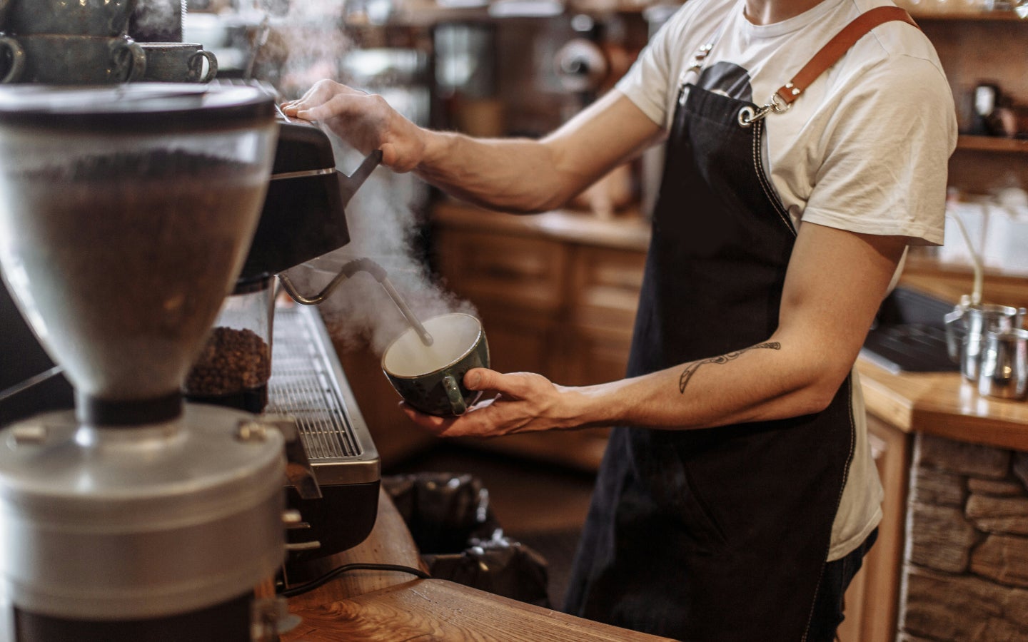 Someone making coffee