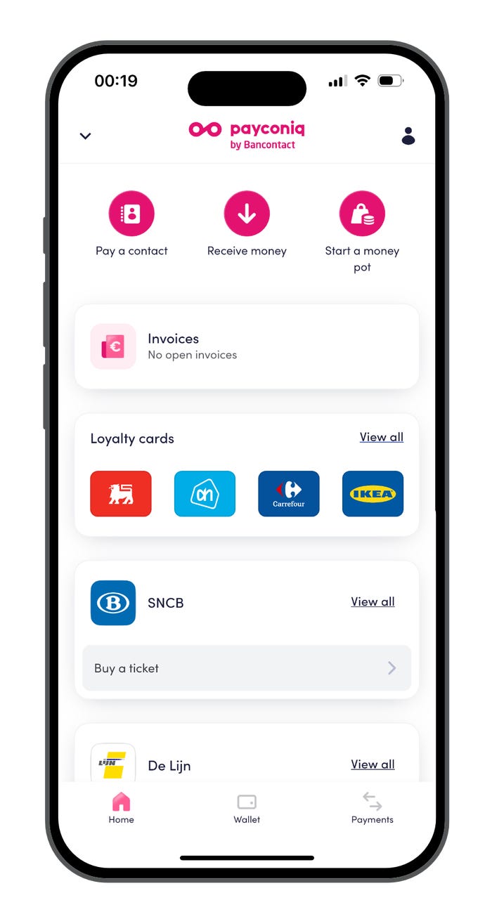 A screenshot of the new Payconiq by Bancontact app