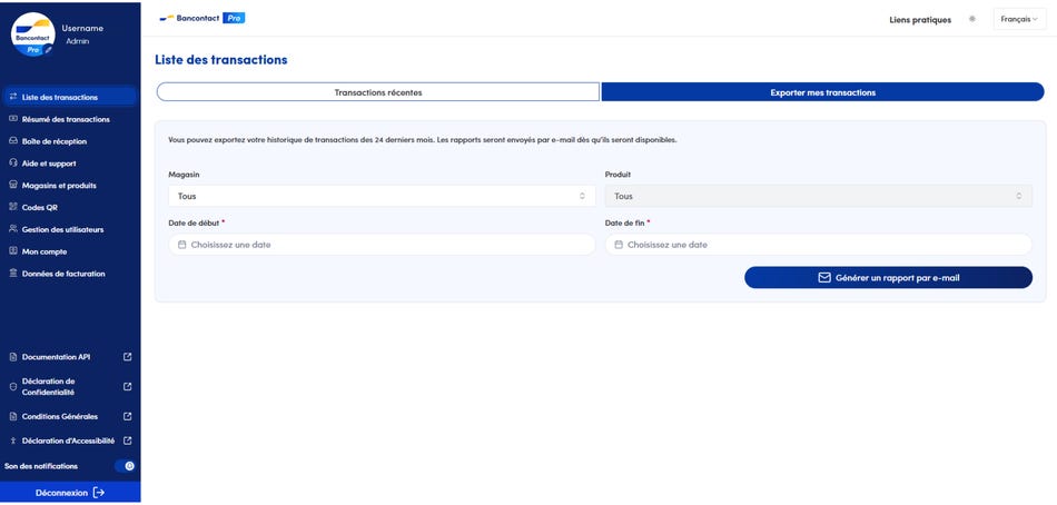 Télécharger les transactions