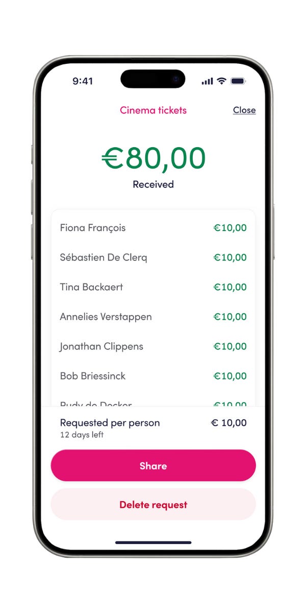 Een screenshot van de groepspot functie in het nieuwe app design