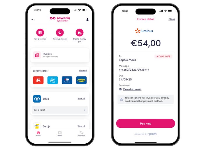 A screenshot of the new Payconiq by Bancontact app
