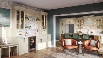 Inlaid, minimal kitchen with white cabinets