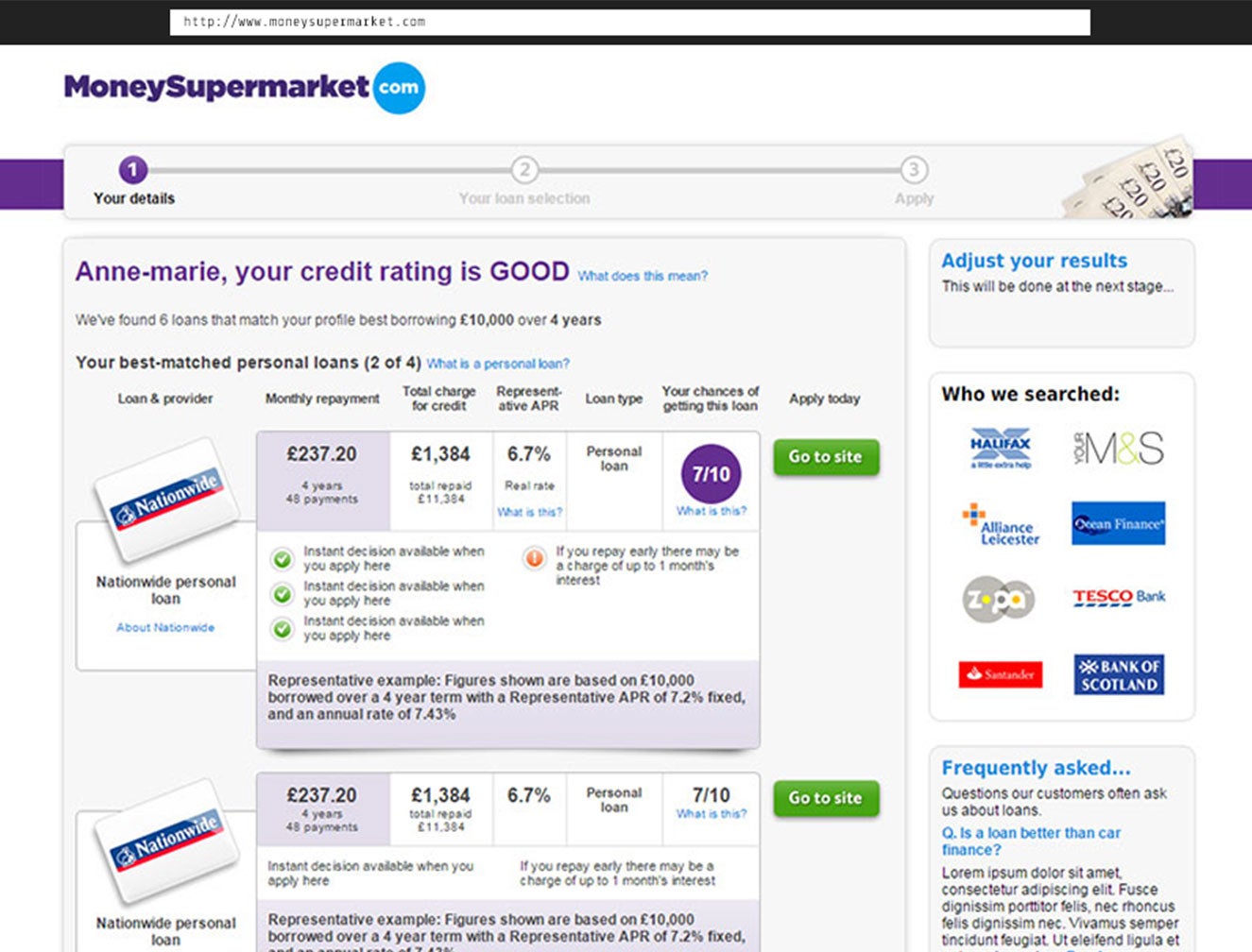 Moneysupermarket Smart Search Loan Case Study Our Work Distinction - the most suitable product