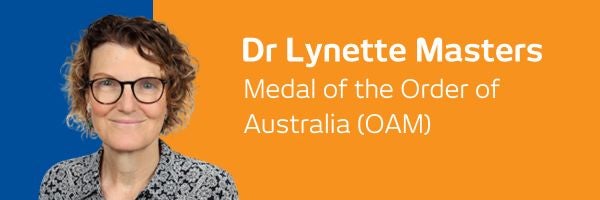 I-MED Radiology banner featuring Dr Lynette Masters awarded a Medal of the Order of Australia
