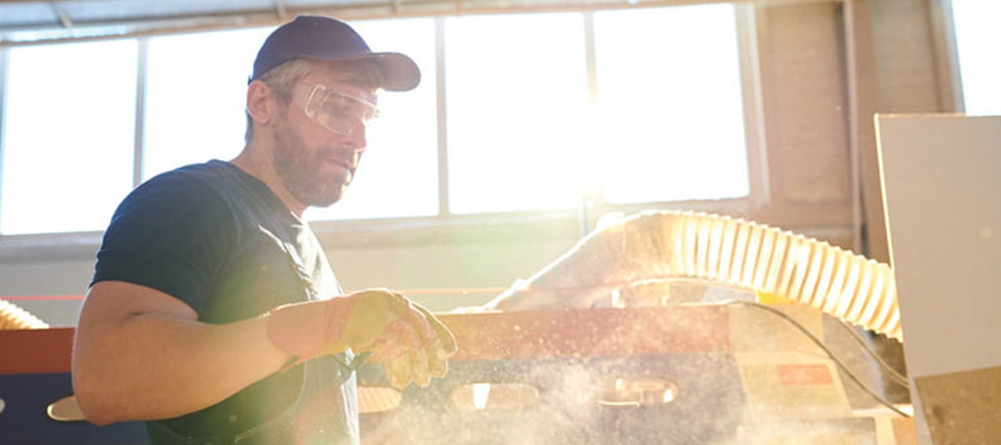 Man operating machinery