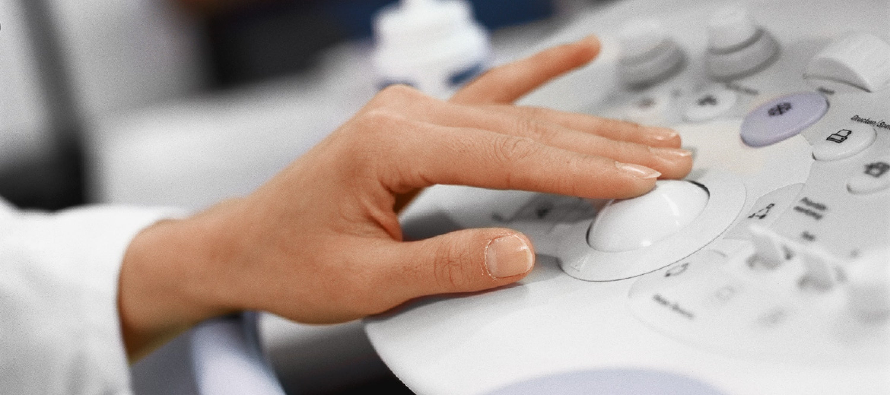 Technician using ultrasound machine 