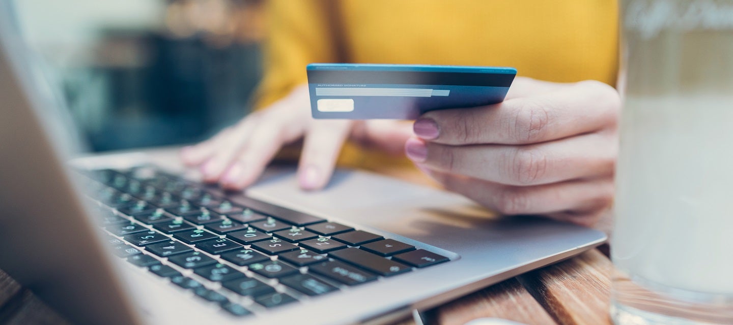 Person making an online payment