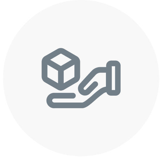 Icon of hand gently holding box