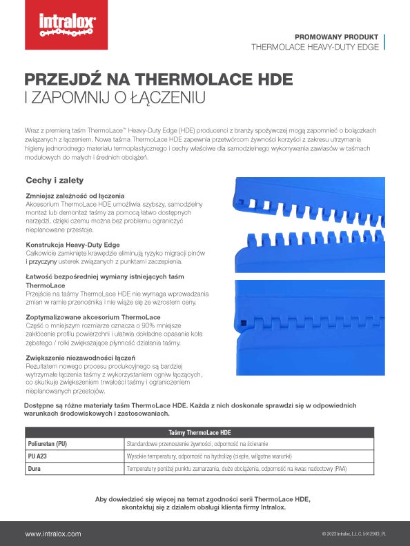 Zrzut ekranu: Najważniejsze cechy produktu — ThermoLace Heavy-Duty Edge (HDE)