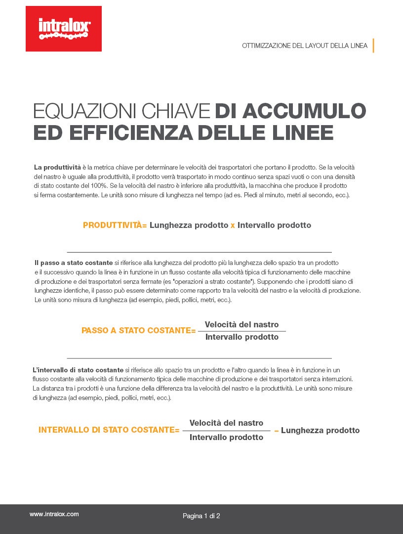 Anteprima dell'opuscolo, testo: "Equazioni delll'accumulo chiave e layout della linea"