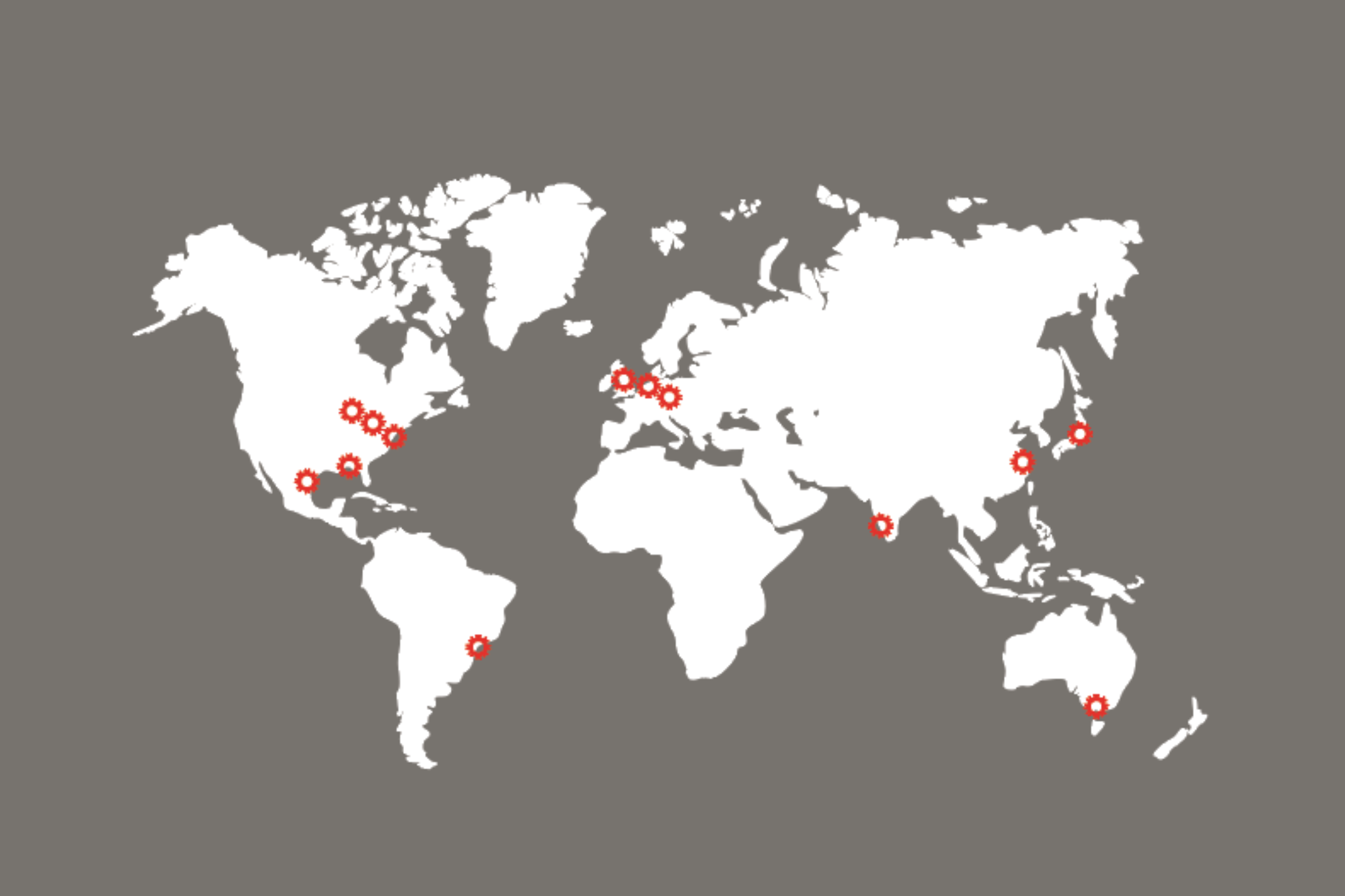 World map highlighting Intralox's global manufacturing and assembly centers