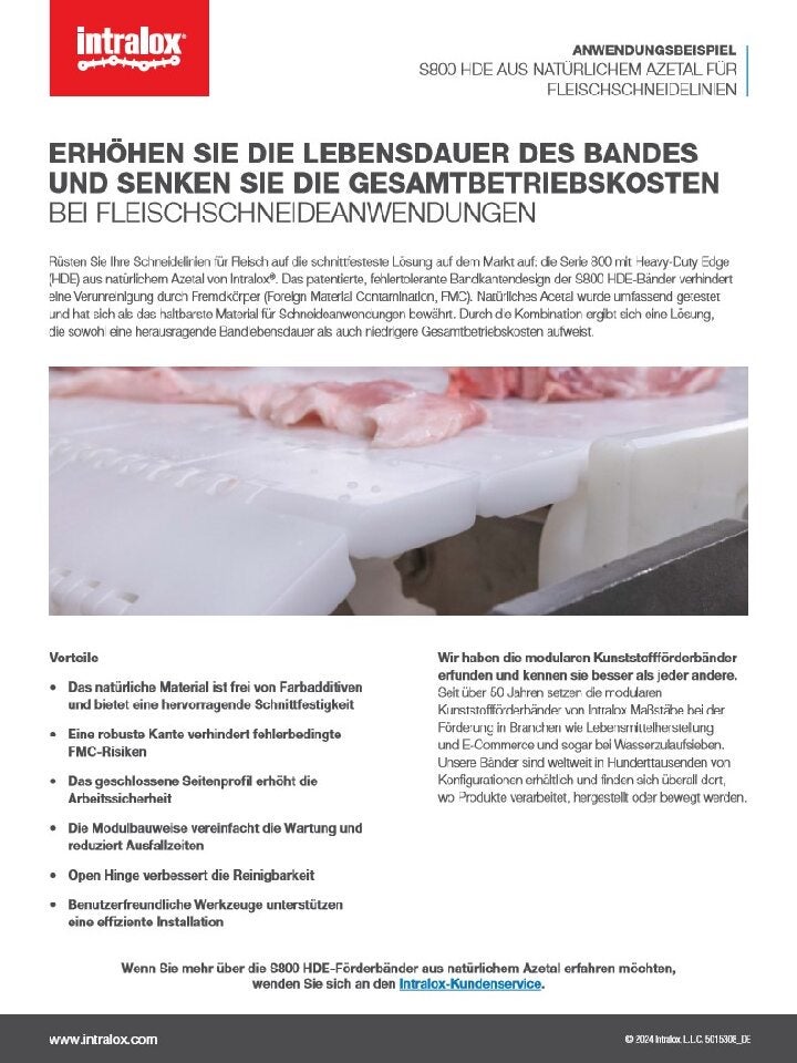 Miniaturbild für S800 HDE aus natürlichem Azetal für Fleischschneidelinien – Anwendungsbeispiel