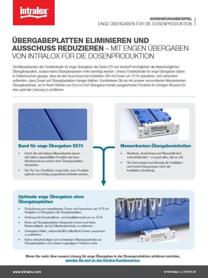 Anwendungsbeispiel: Enge Übergaben für die Dosenherstellung
