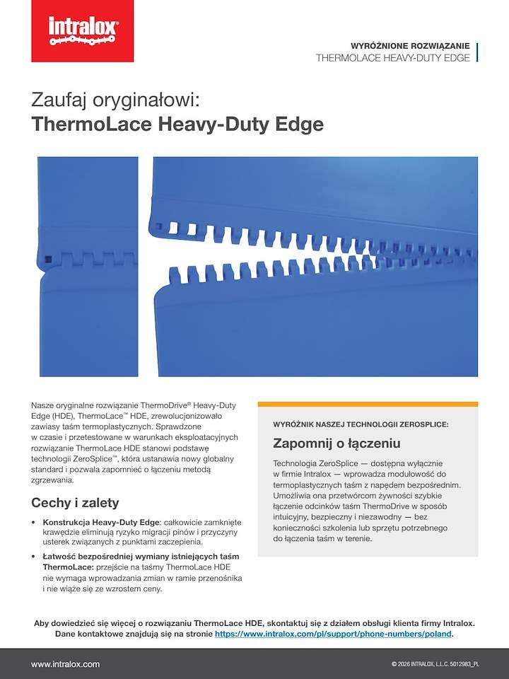 Zrzut ekranu: Najważniejsze cechy produktu — ThermoLace Heavy-Duty Edge (HDE)