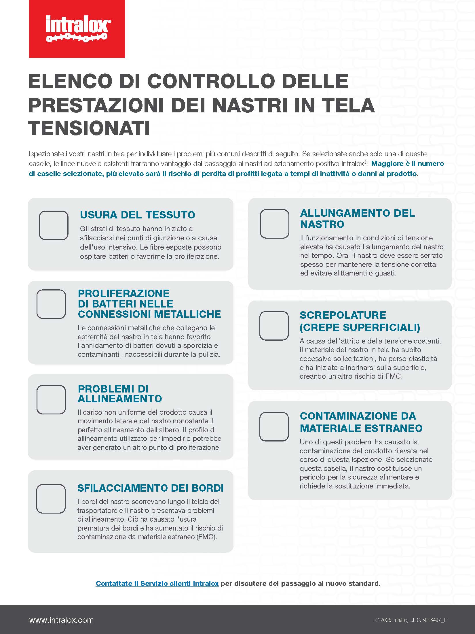 Immagine in miniatura della lista di controllo delle prestazioni del nastro in tela