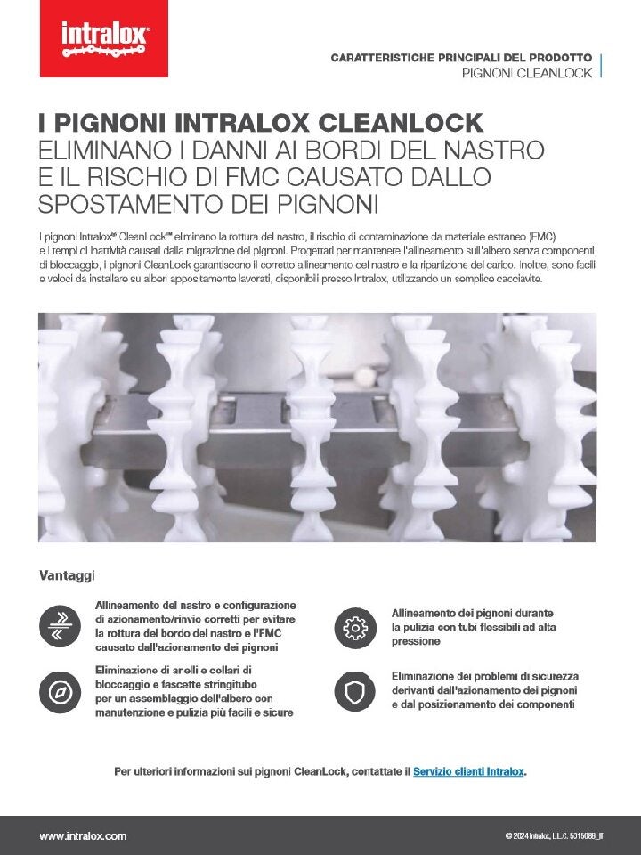 Immagine in miniatura del documento sulle caratteristiche principali dei pignoni CleanLock