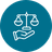 Icon of hand holding scales of justice