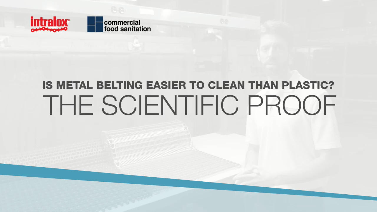 Text: "Is Metal Belting Easier to Clean than Plastic? The Scientific Proof"