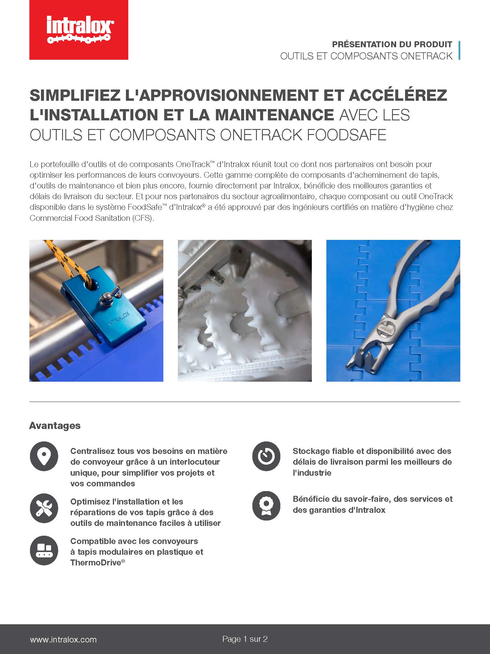 Image d'un produit phare de la suite d'outils et de composants OneTrack™ d'Intralox