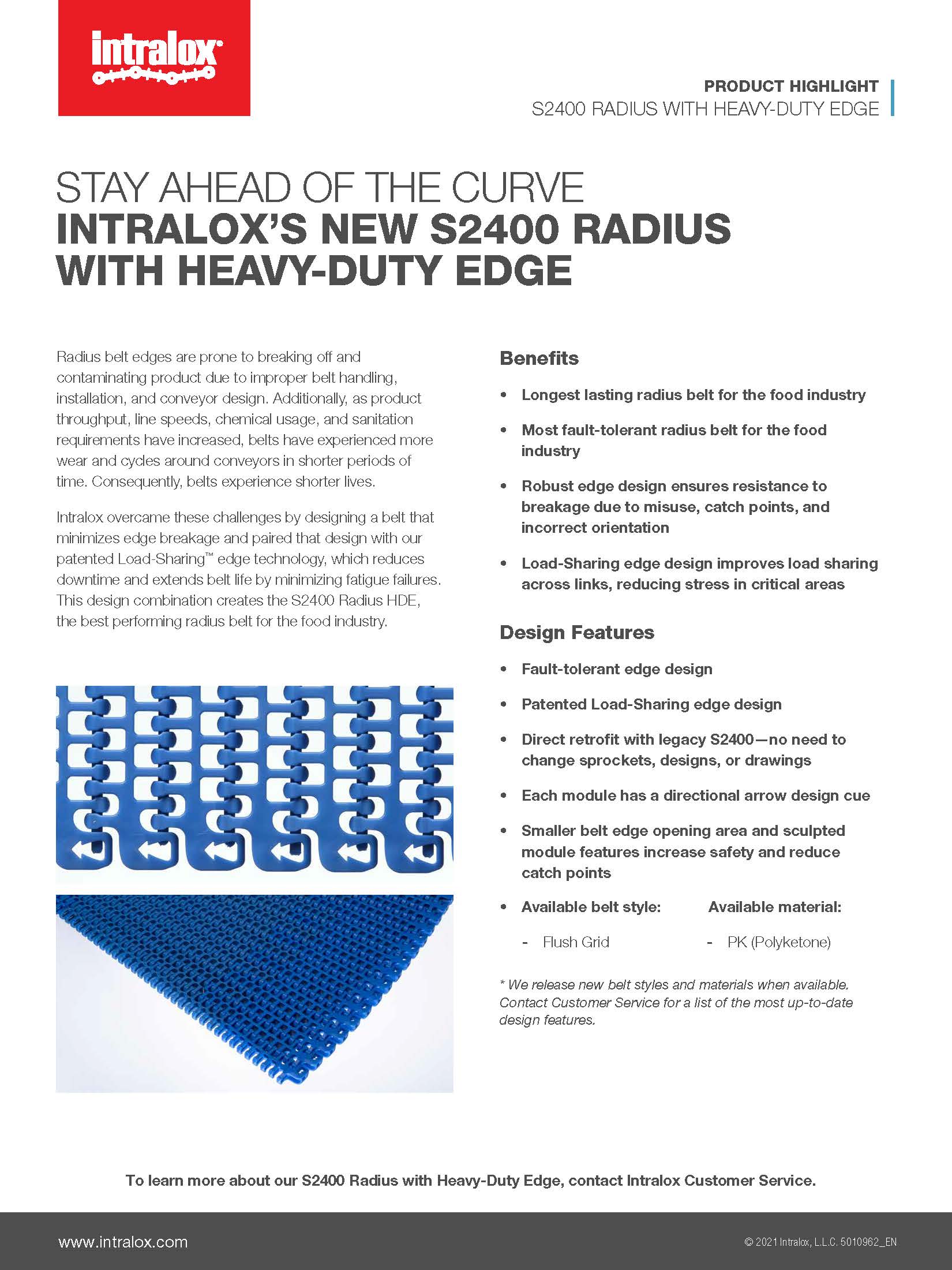 Series 2400 Radius Belt with Heavy Duty Edge Product Highlight screenshot