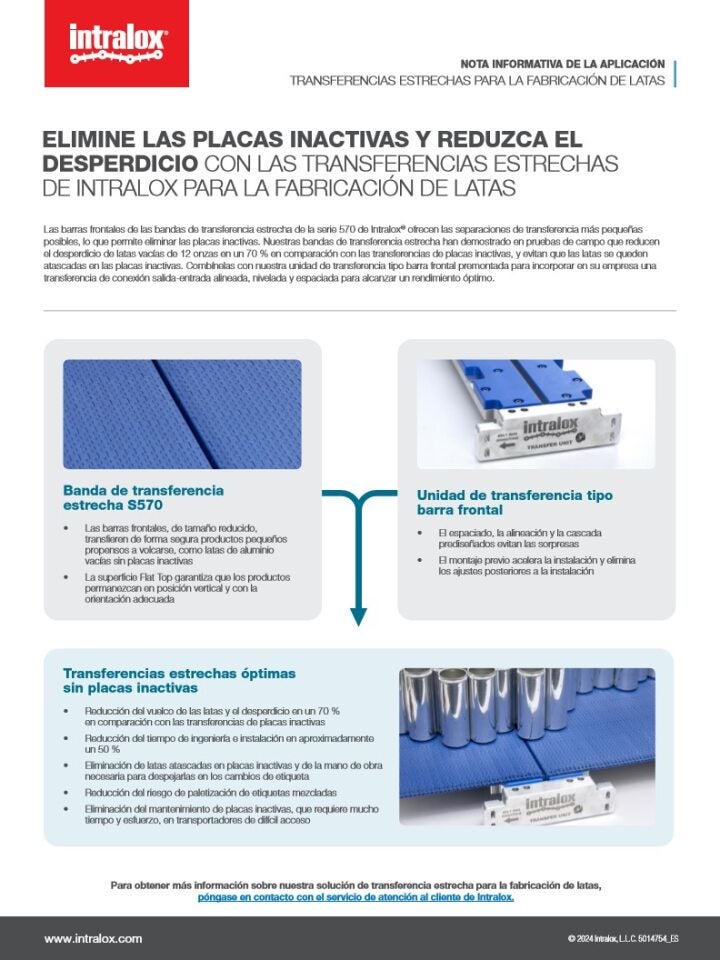 Nota informativa sobre las transferencias estrechas para la fabricación de latas