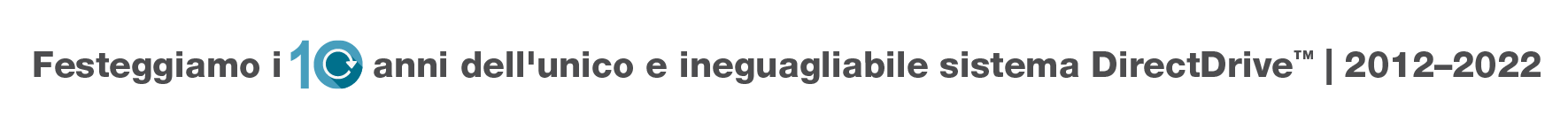 "Festeggiamo i 10 anni dell'unico e ineguagliabile sistema DirectDrive | 2012-2022"