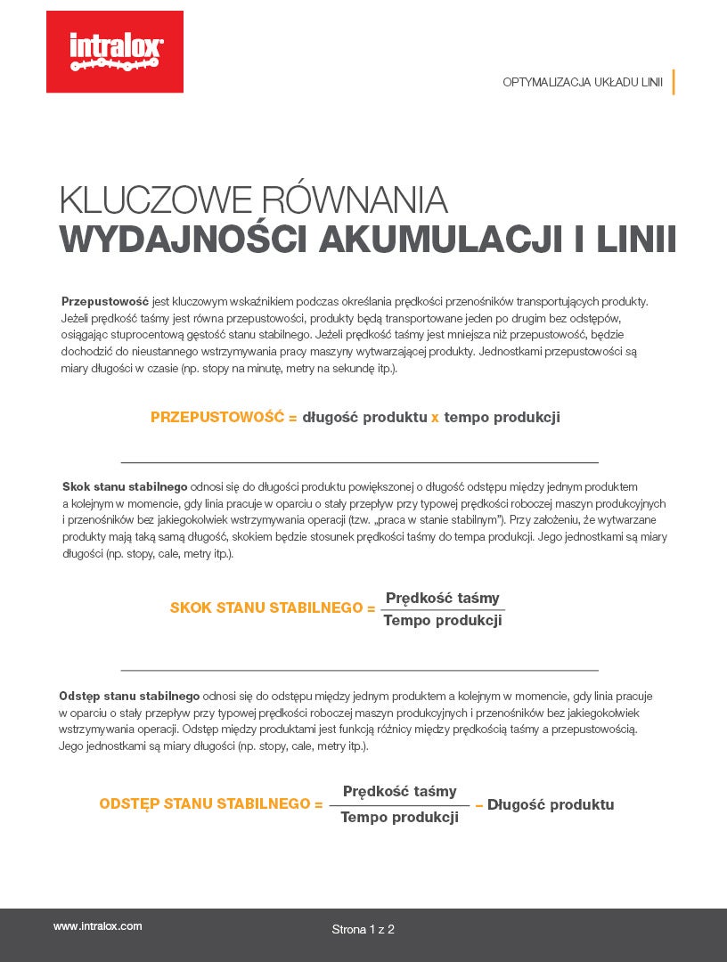 Miniatura ulotki, tekst: „Kluczowe równania akumulacji i układu linii”