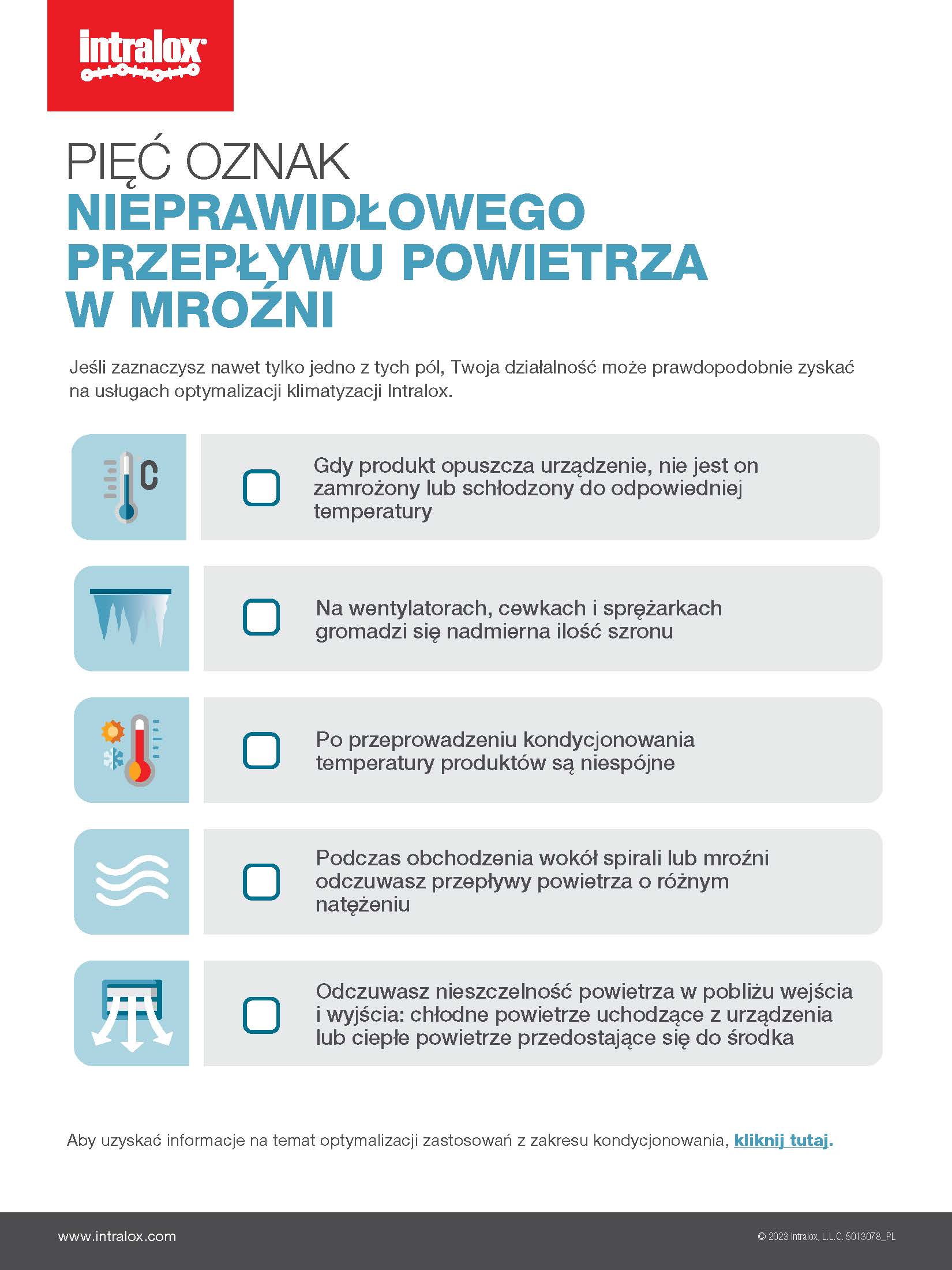 Lista kontrolna: Pięć oznak słabego przepływu powietrza w mroźni