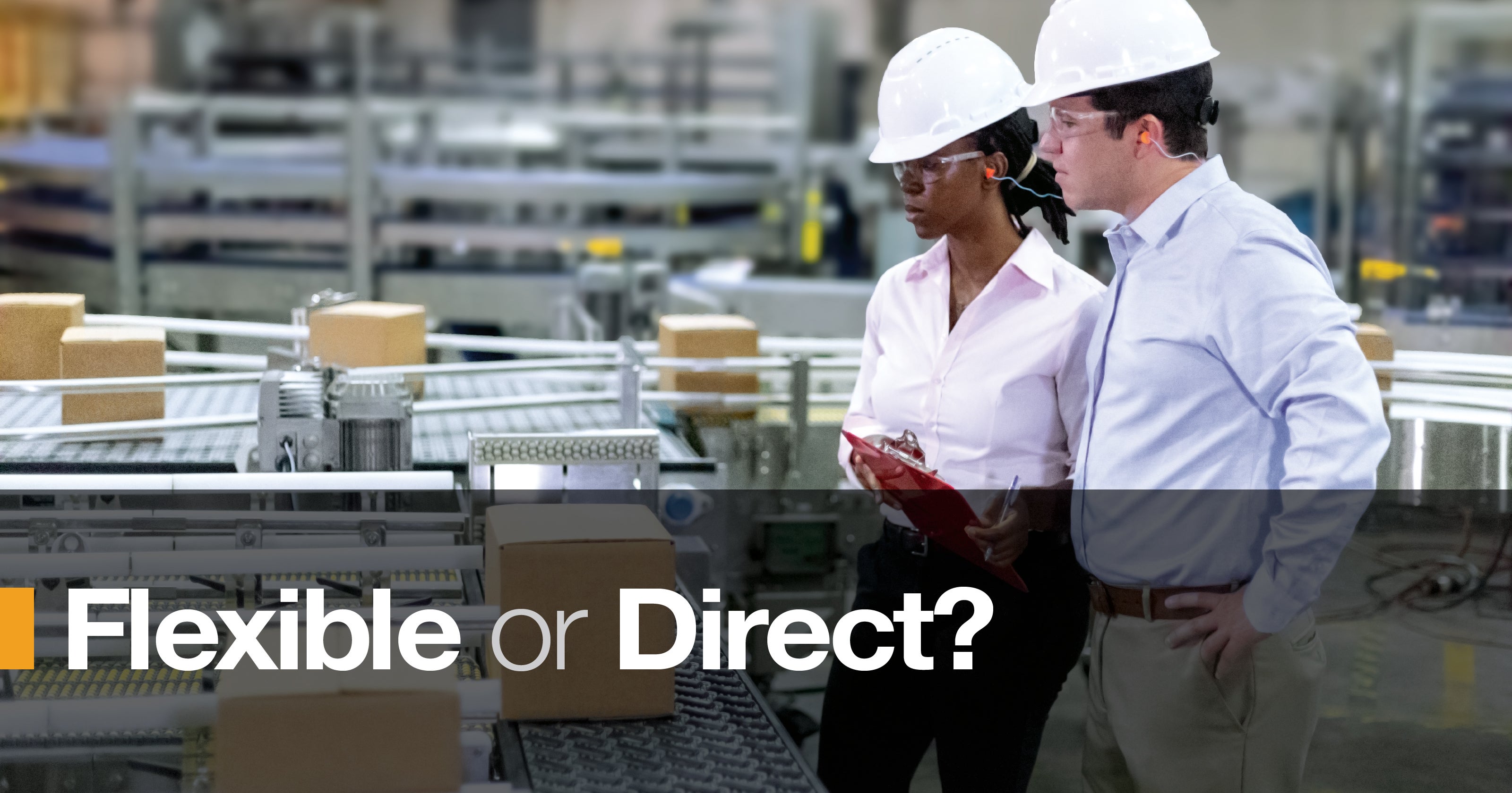 Two Intralox experts review a packaging line on a plant floor