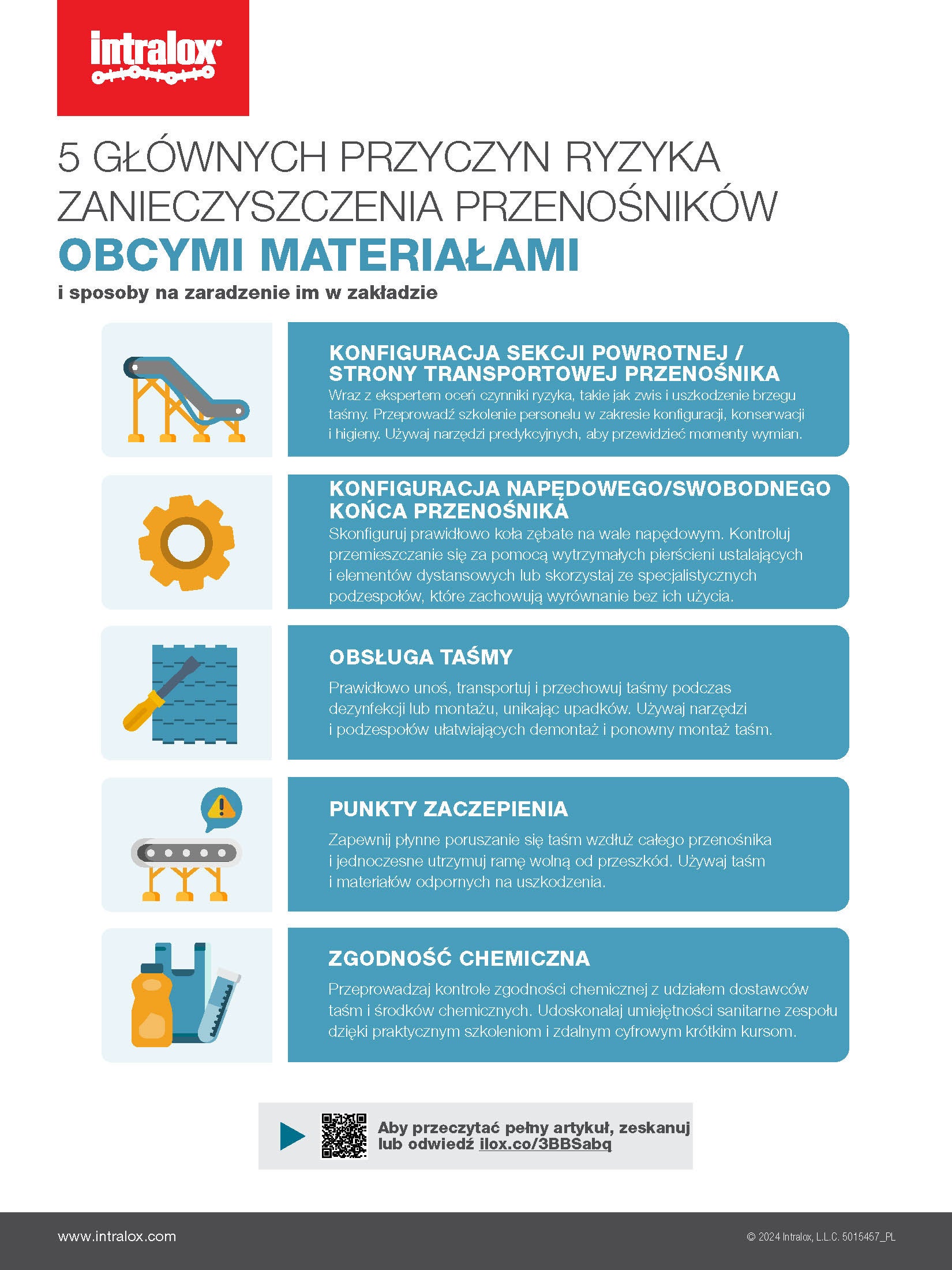 Pięć głównych przyczyn ryzyka zanieczyszczenia przenośników obcymi materiałami