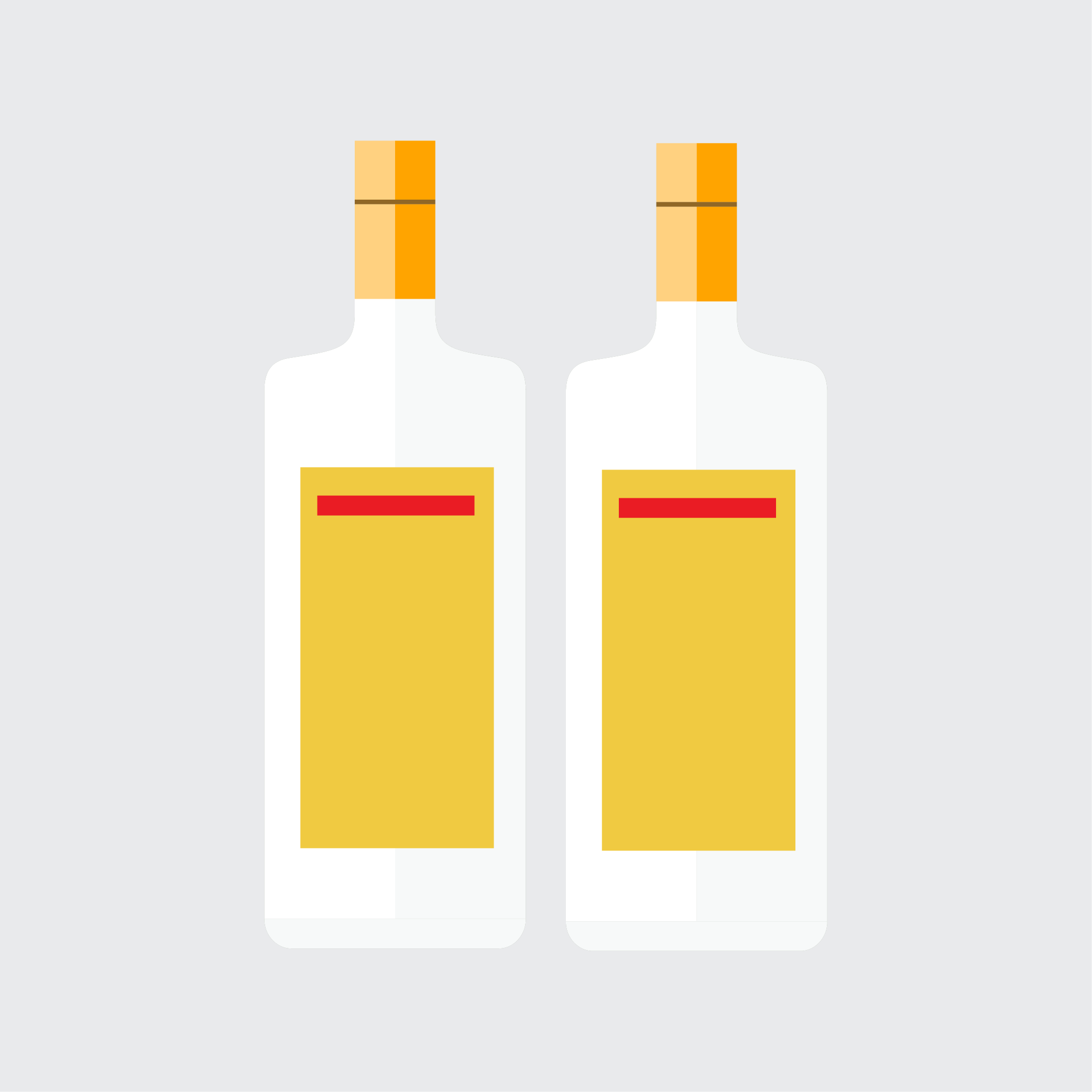 Ilustração de ícone de duas garrafas de bebida alcoólica transparente idênticas