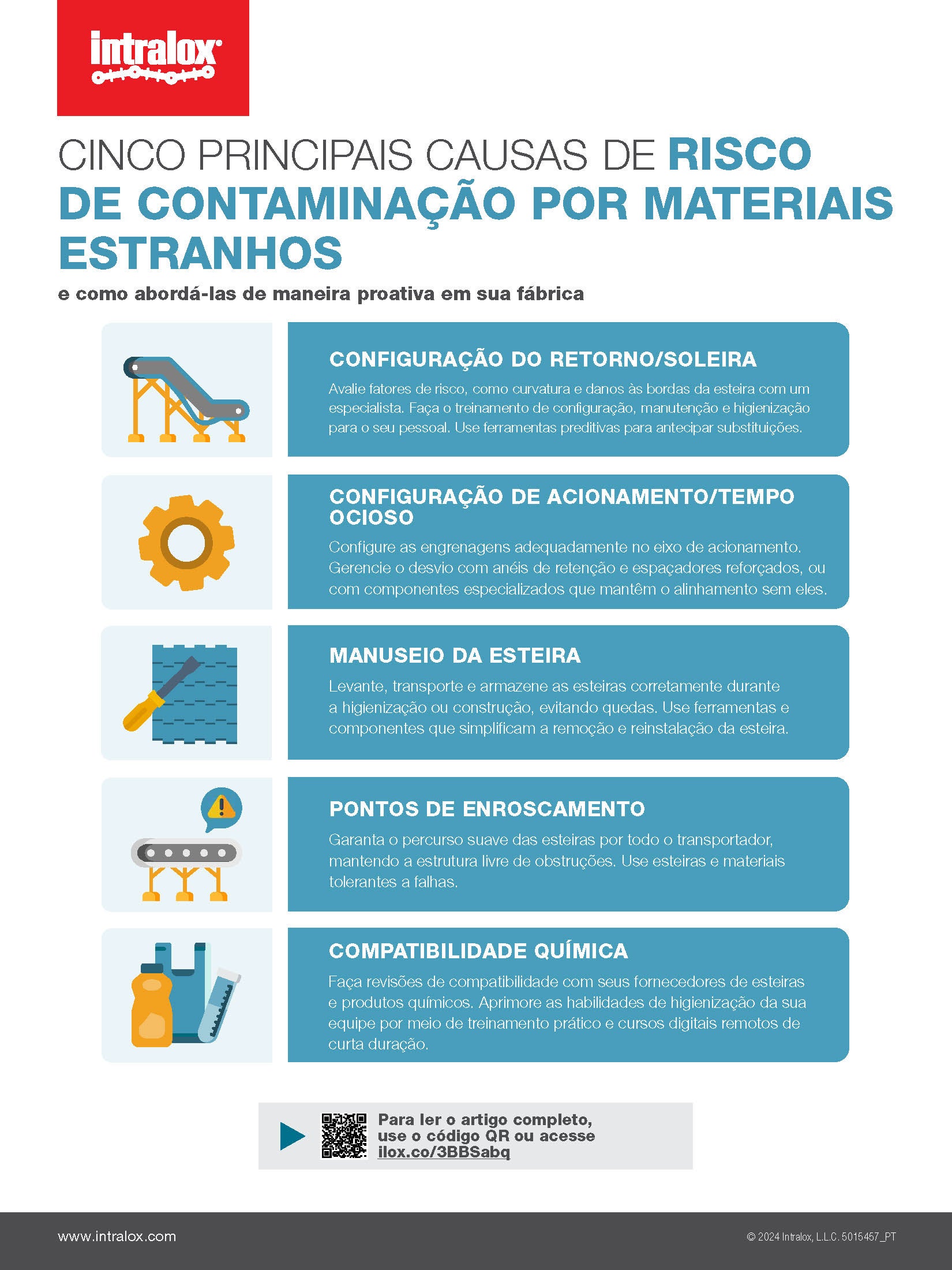 Cinco principais causas de risco de contaminação por materiais estranhos pôster