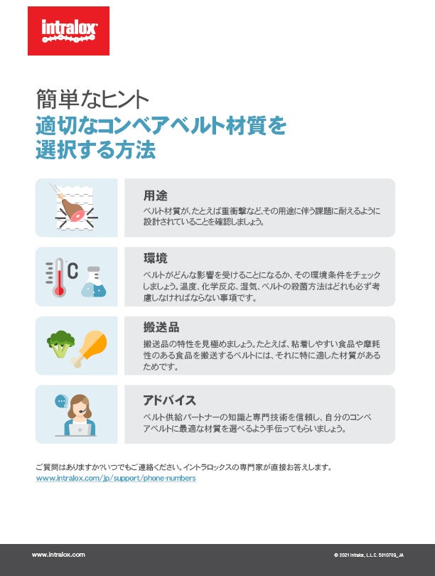 適切なコンベアベルト材質を選択するための簡単なヒントのリーフレット