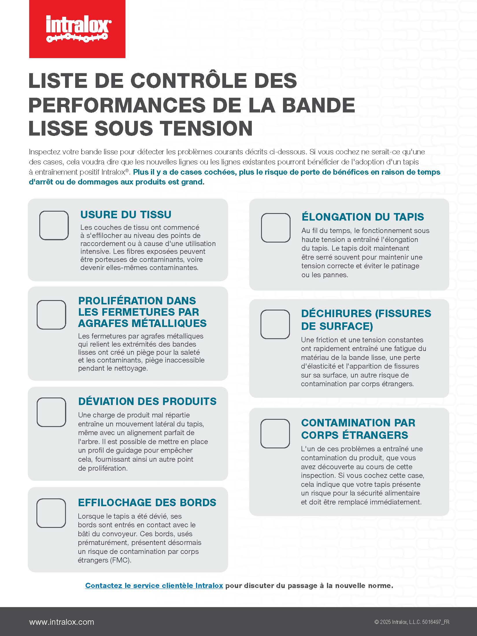 Miniature de la liste de contrôle des performances d'une bande lisse