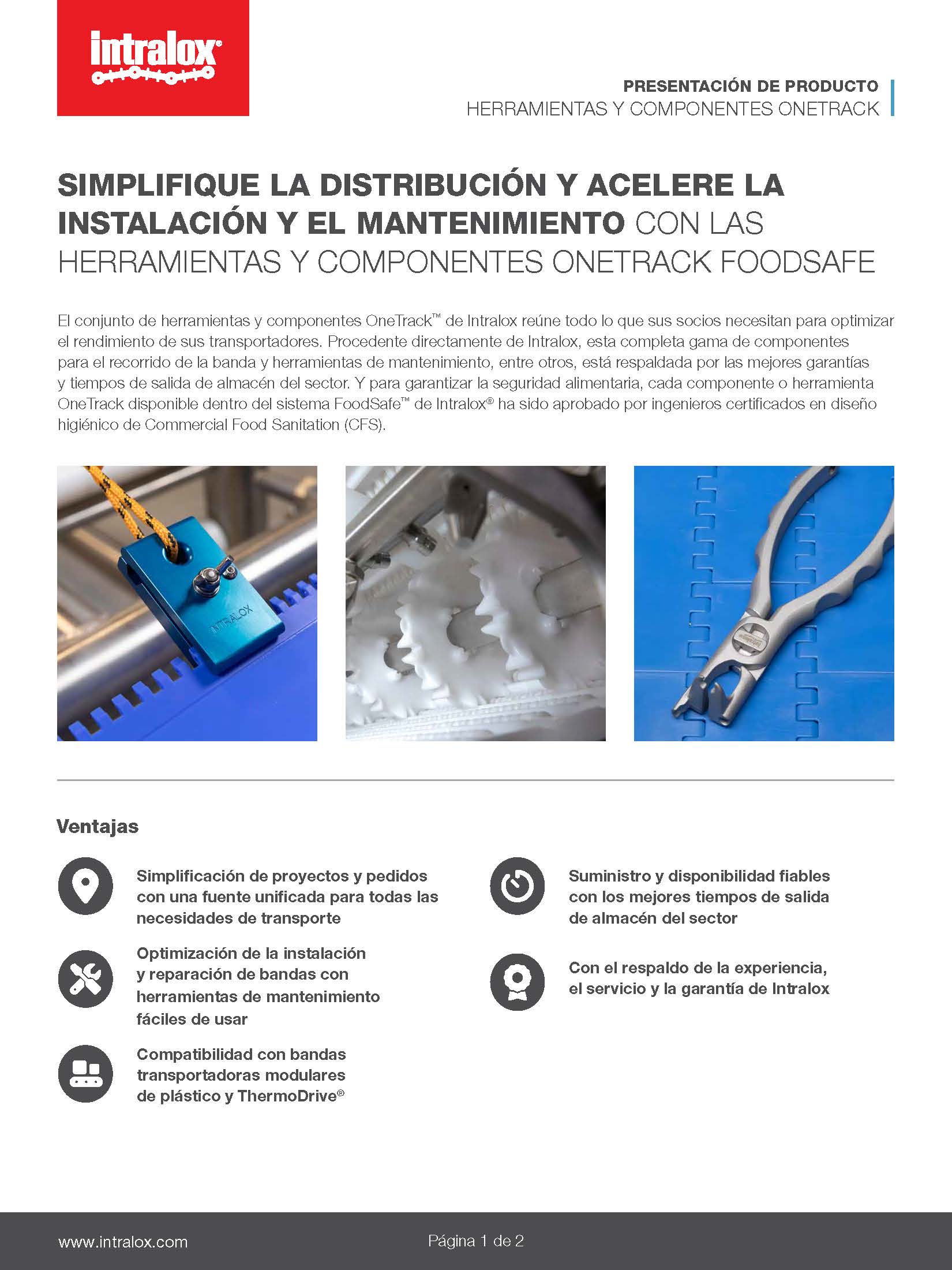 Imagen de la presentación del conjunto de herramientas y componentes OneTrack™ de Intralox