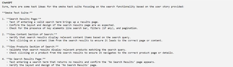 A screenshot of the response ChatGPT gives.