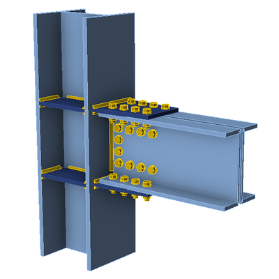 Combined double-channel fin plate connection (stiffness)