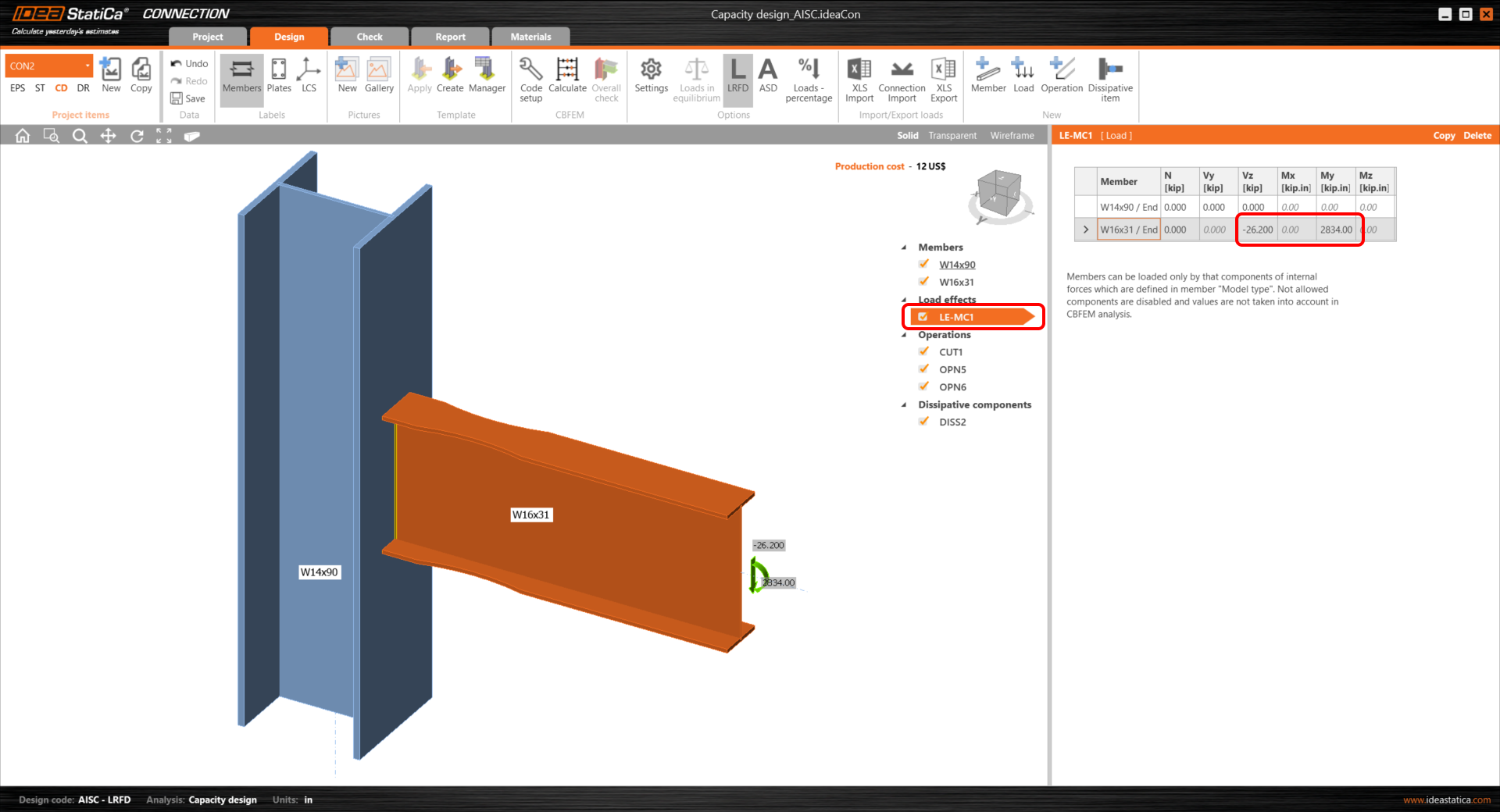 Steel connection capacity design (AISC) | IDEA StatiCa