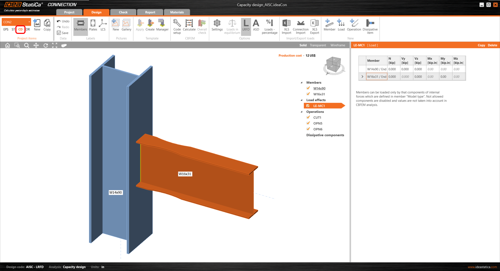 Capacity design (AISC) | IDEA StatiCa