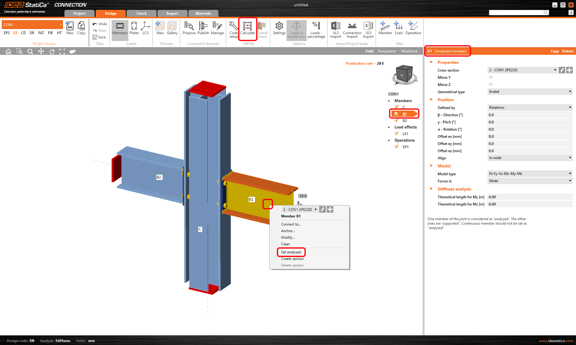 Stiffness analysis of a steel connection (EN) | IDEA StatiCa