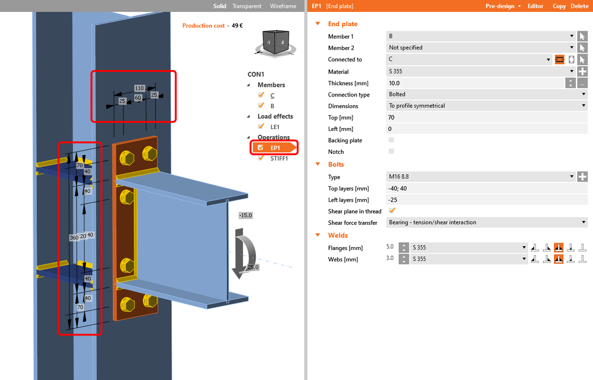 How to set position of bolts | IDEA StatiCa