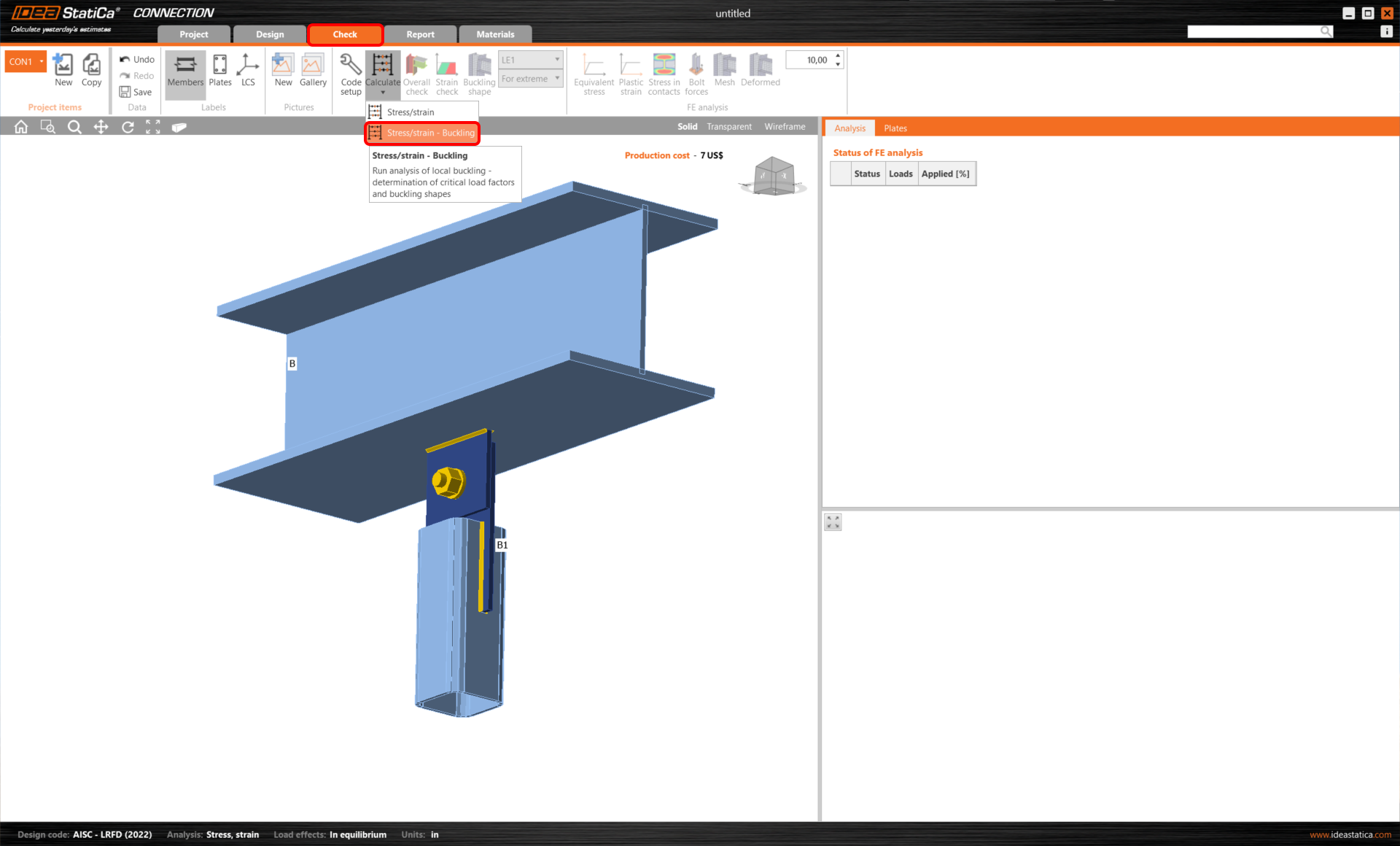 Buckling Analysis Of A Steel Connection (AISC) | IDEA StatiCa