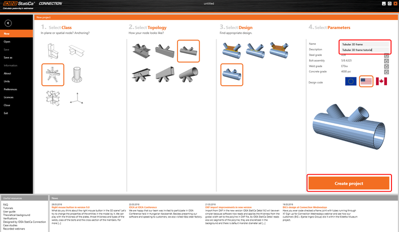 Connection design of a tubular 3D frame (AISC) | IDEA StatiCa