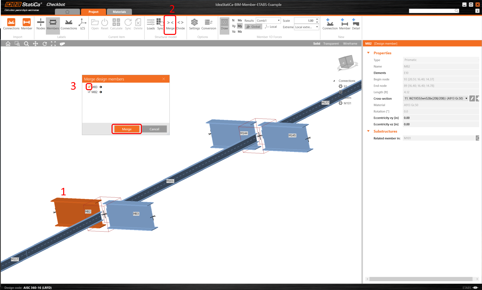 ETABS BIM link for steel Member design (AISC) | IDEA StatiCa