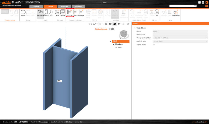 Structural design and code-check of a steel frame (AISC) | IDEA StatiCa